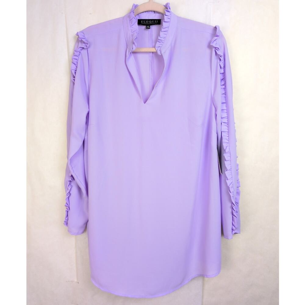 New Eloquii lavender ruffled sleeve top Size 16 Boho Feminine Romantic Retro